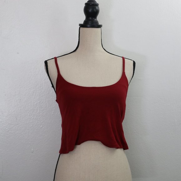 Full Tilt Red Adjustable Spaghetti Strap Crop Top - Loose Fitting, Shelf Bra Bui - Picture 1 of 5